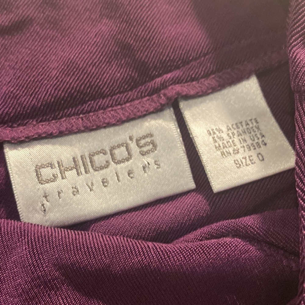 Chicos Travelers Plum Short Sleeve Top Sz 0= S - Picture 2 of 3